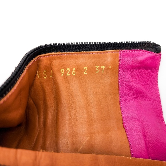 Valentino Garavani Leather Stripe Block Heel Zip Ankle Boots EU 37 - Picture 8 of 10